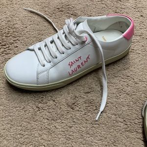 Saint Laurent leather sneakers, white with pink.